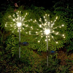 Lampa solara cu efect artificii, IP65, 150 LED-uri, 90cm, alb cald Household NewTrend