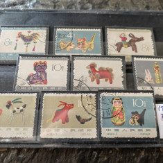 Serie timbre China, Folk toys, 9 val, 1963, completa, stampilata, Jucarii