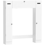 HOMCOM Dulap deasupra toaletei cu 2 dulapuri sertar basculant suport pentru h&acirc;rtie și rafturi reglabile 88x18x98 cm Alb | Aosom Romania