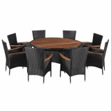 vidaXL Seturi de mobilier 9 pcs Negru și Crem poliratan 43947