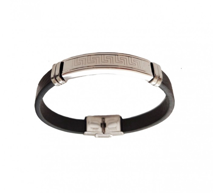 Bratara din piele ecologica, Tribale, Inox, A4B76