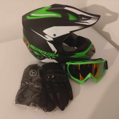 Casca moto/atv/enduro+Ochelari+Manusi+Cagula marime XL(61-62 cm)