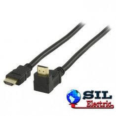 Cablu HDMI cu functie Ethernet 1.5m conectori drept si cotit 90grade foto