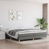 vidaXL Pat box spring cu saltea, gri &icirc;nchis, 200x200 cm, textil