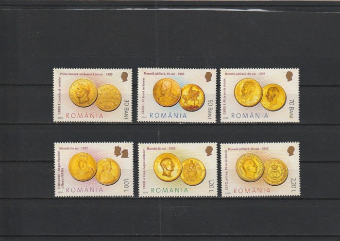 ROMANIA 2006 LP1710 ISTORIA MONEDEI DE AUR SERIE MNH NESTAMPILATA