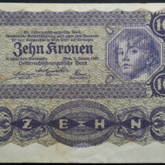 Bancnota istorica 10 COROANE / KRONEN- AUSTRIA, anul 1922 * cod 327