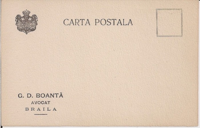 Carte postala sub forma unei carti de vizita