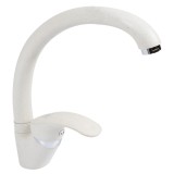 Baterie bucatarie monocomanda alba cu pipa mobila 210 mm Ecostone GF-2246