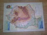 Harta Fizica RSR 83x62cm , realizat de V.Cucu ,Al.Rosu , I.Petrescu Burloiu , D.Alexandru
