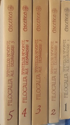 Filocalia Sfintelor Nevointe ale Desavarsirii Volumele 1, 2, 3, 4, 5, Dumitru Staniloae. Editia A Ii-a, Editura Harisma 1992- &amp;#039;95 (supra coperta) foto