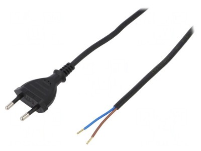Cablu PVC 2x0,75mm2 5m Negru 2,5A CEE 7/16 foto