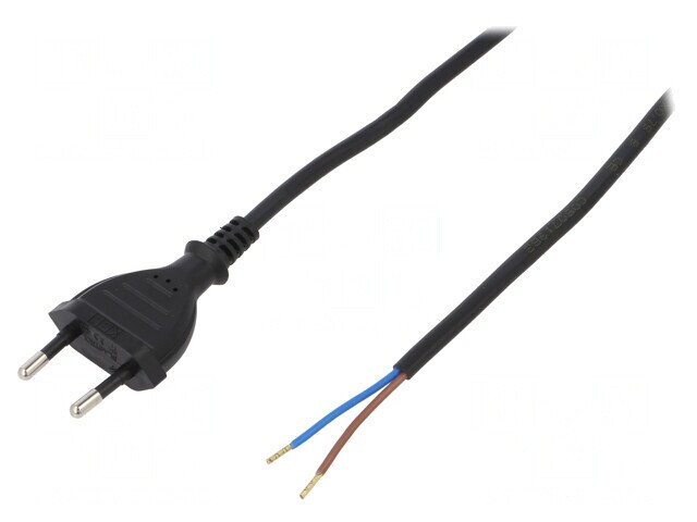 Cablu PVC 2x0,75mm2 5m Negru 2,5A CEE 7/16
