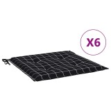 Cumpara ieftin Perne scaun gradina carouri negre, 6 buc. 50x50x3 cm, textil