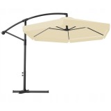 Umbrela gradina/terasa cu LED, Chomik, cu manivela, articulatie tip banana, bej, 300 cm GartenVIP DiyLine