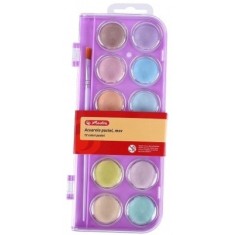 Acuarele tip pastila, pastel, 12 culori, mov, Herlitz