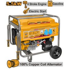 Generator pe benzina 5,5 kw motor 4 timpi, pornire electrica, aparat portabil de curent pentru santier sau uz casnic - Ingco GE55003