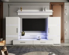 Living Domino 280x45x140 cm, MDF Alb Lucios