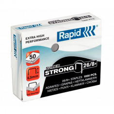 Capse 26/8 Rapid Super Strong, 1000 Buc/Set, Capacitate 50 Coli, Capse Rezitente, Capse Otel, Capse din Otel, Set de Capse, Set Capse Rapid, Capse Rap