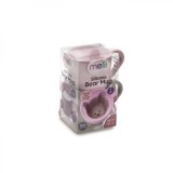 Set 2 cani pentru copii cu interior urs,silicon,200 ml,roz-mov