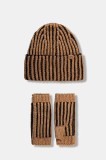 UGG căciulă și mănuși din amestec de l&acirc;nă CHUNKY culoarea maro, 103605