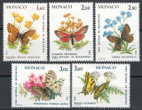 Monaco 1984 Mi 1624/28 MNH - Fluturi și plante din Parcul Național Mercantour