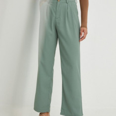 Answear Lab pantaloni femei, culoarea turcoaz, lat, high waist