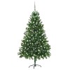 Brad Crăciun pre-iluminat artificial set globuri, verde, 210 cm