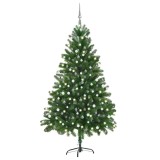 Brad Crăciun pre-iluminat artificial set globuri, verde, 210 cm