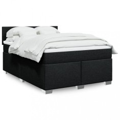 vidaXL Pat box spring cu saltea, negru, 140x190 cm, textil 3288185