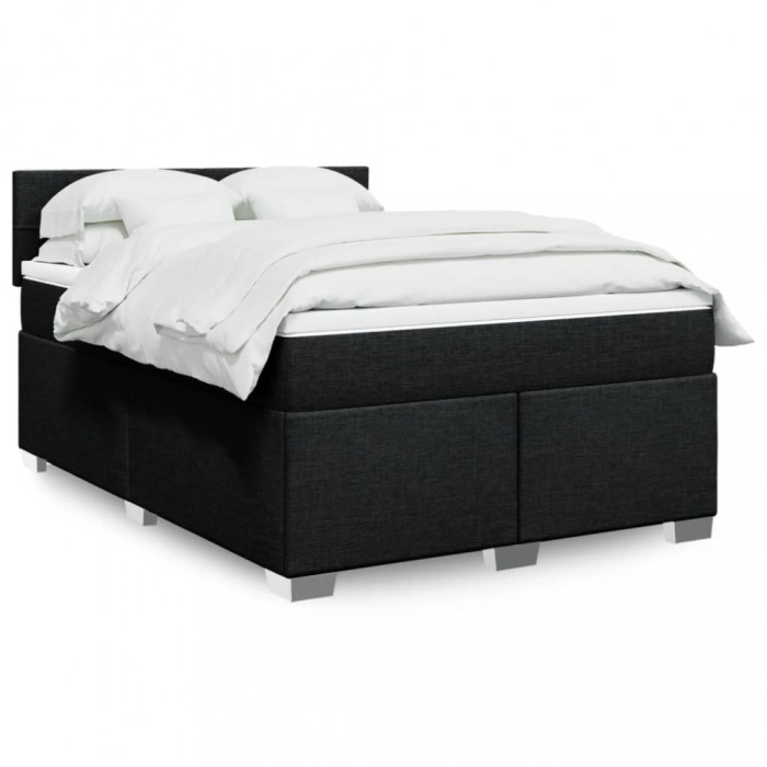 vidaXL Pat box spring cu saltea, negru, 140x190 cm, textil 3288185
