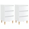 VidaXL Noptiere &amp; picioare lemn, 2 buc., alb extralucios, 40x35x69 cm