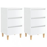 VidaXL Noptiere &amp; picioare lemn, 2 buc., alb extralucios, 40x35x69 cm
