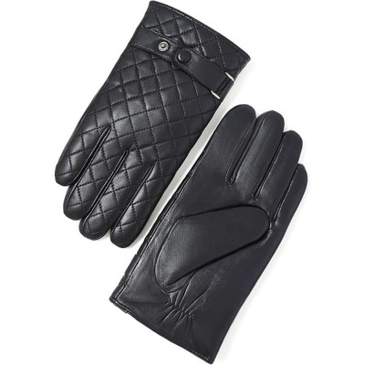 Manusi Barbati din Piele de Miel Naturala Touchscreen - Captusite, Calduroase, pentru Iarna, Condus, Motocicleta, Negru, L Negru 23-24 CM foto