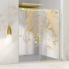 Paravan dus cu usa glisanta Glissando Gold, model Dance auriu, sticla clara securizata, pentru nisa cu latime intre 122-140x205 cm
