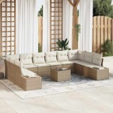 Cumpara ieftin Set de canapele pentru grădină cu pernă 11 pcs bej și crem
