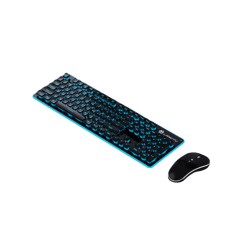 Kit tastatura si mouse slim, iluminare, wireless, rezistenta la stropire, negru foto