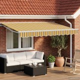 vidaXL Marchiza electrica retractabila 3,5x2,5m Galben Gri Poliester Exterior Design Modern Umbra Ajustabila