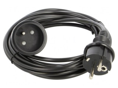 Prelungitor Alimentare 1 Priză PVC Negru 5m 10A foto