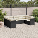 vidaXL Set mobilier de grădină cu perne, 9 piese, negru, poliratan 3218126