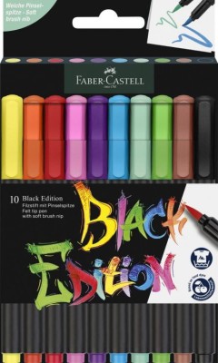 Brush pens, set 10 culori, Black edition, Faber - Castell foto
