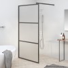 VidaXL Perete cabină duș walk-in negru 100x195 cm sticlă ESG semi-mată 151878