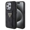 Husa pentru Apple iPhone 15 Pro, Guess, Grip Stand 4G Triangle Strass, Neagra