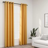 Gossi perdele opace aspect panza cu ocheti 2 buc. 140x225 cm galben