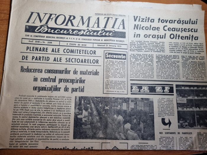 informatia bucurestiului 21 ianuarie 1970-ceausescu vizita la otenita,ion dacian