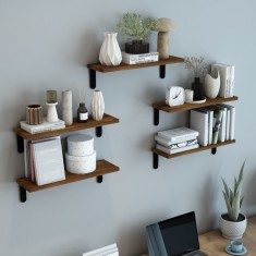 Set 5 buc raft Frogn 50x15x15cm negru/efect lemn [en.casa] HausGarden Leisure foto
