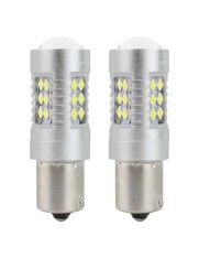 Set 2 bec led auto P21W (BA15S), Canbus cu 24SMD cu lupa 12v/24v 800lm Alb