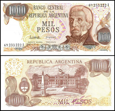 !!! ARGENTINA - 1.000 PESOS (1976-1983) - P 304 d 2- UNC / SERIA I foto