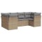 Set canapele de gradina cu perne, 6 piese, bej, poliratan