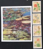 SOMALIA-2001-FLORI-NYMPHEAS-Serie 4 V.+1 Coala Mica**SOM 109, Africa, Flora