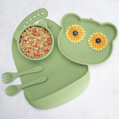 Set diversificare, appekids, 100% silicon, panda - raw green foto